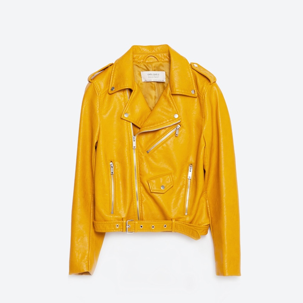 Zara Mustard Pleather Jacket Small